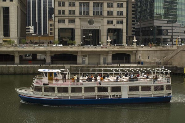 Tour boat on Chicago River