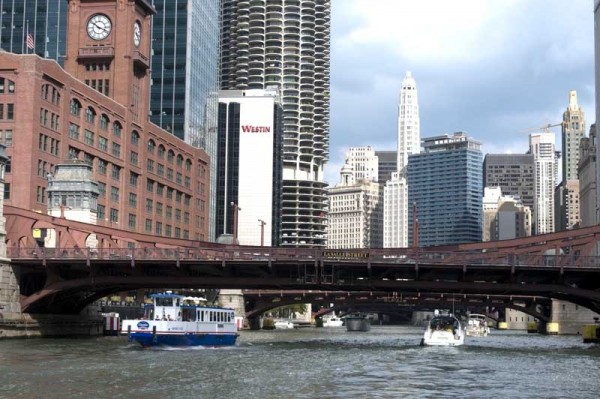 Tour boat on Chicago River