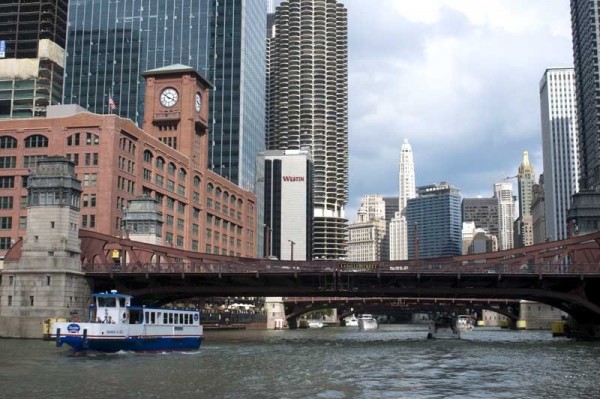 Tour boat on Chicago River