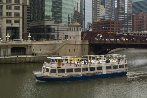 Tour boat on Chicago River