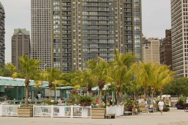 Cafe at Oak Street Beach in the summer