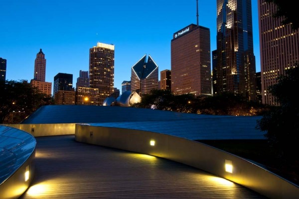 BP Bridge at Millennium Park and Chicago Skyline