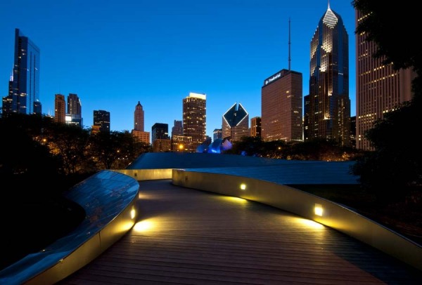 BP Bridge at Millennium Park and Chicago Skyline