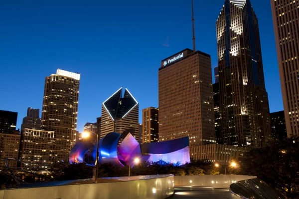 BP Bridge at Millennium Park and Chicago Skyline