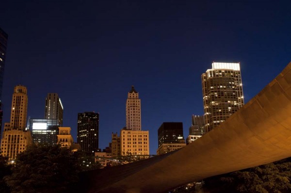 BP Bridge at Millennium Park and Chicago Skyline