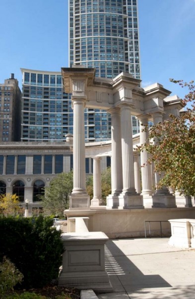 Columns of Wrigley Square in Millennium Park