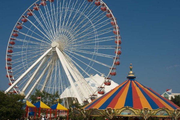 Wave Swinger and Ferris Wheel at Navy Pier