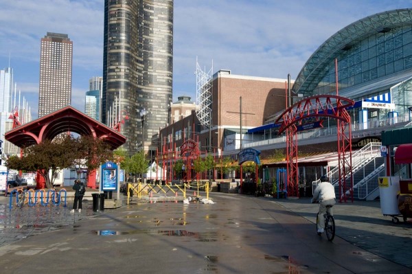 Deserted Navy Pier in the early morning