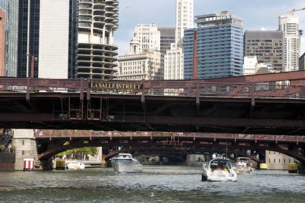 Chicago Skyline with river and bridge