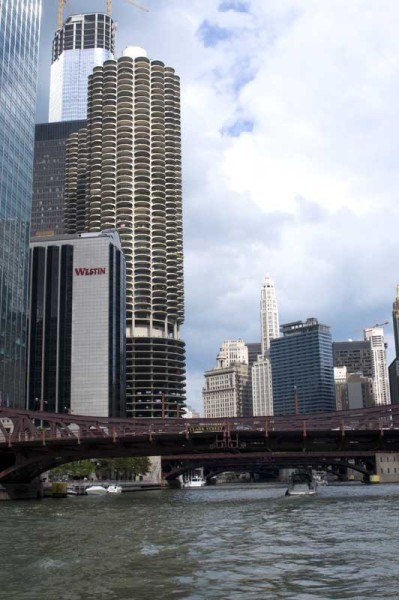 Chicago Skyline with river and bridge