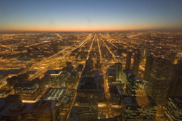 Chicago Skyline at night from Willis Tower