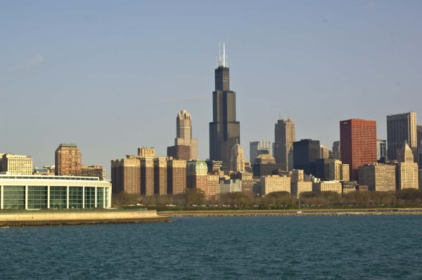 Chicago Skyline from Adler Planetarium at dawn