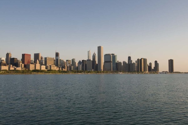 Chicago Skyline from Adler Planetarium at dawn