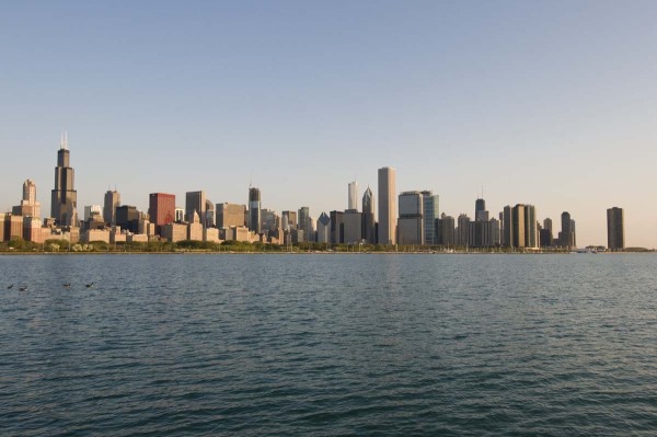 Chicago Skyline from Adler Planetarium at dawn