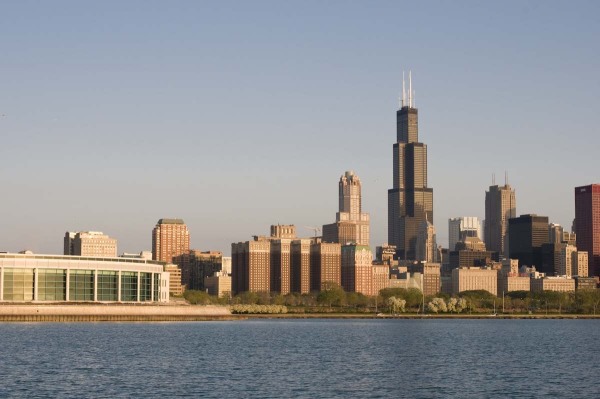 Chicago Skyline from Adler Planetarium at dawn