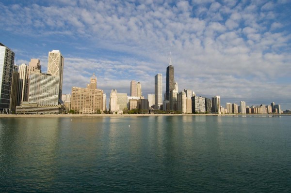 Chicago Skyline and Lake Michigan from Olive Park