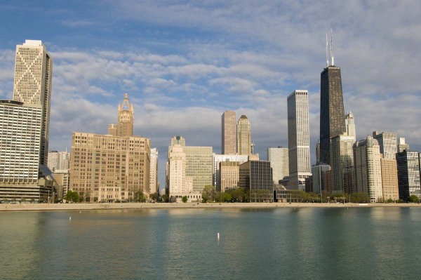 Chicago Skyline and Lake Michigan from Olive Park