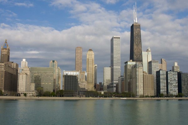 Chicago Skyline and Lake Michigan from Olive Park