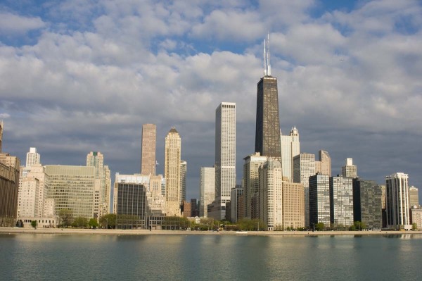 Chicago Skyline and Lake Michigan from Olive Park