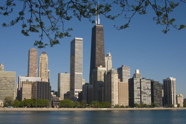 Chicago Skyline and Lake Michigan from Olive Park