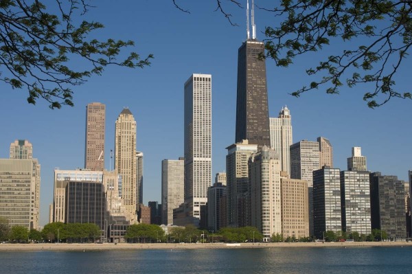 Chicago Skyline and Lake Michigan from Olive Park