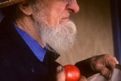 USA, Pennsylvania, Lancaster County, Amish man selling tomatoes