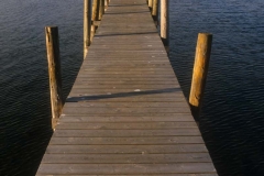 Traverse City, MI, long wooden pier extending into Grand Traverse Bay